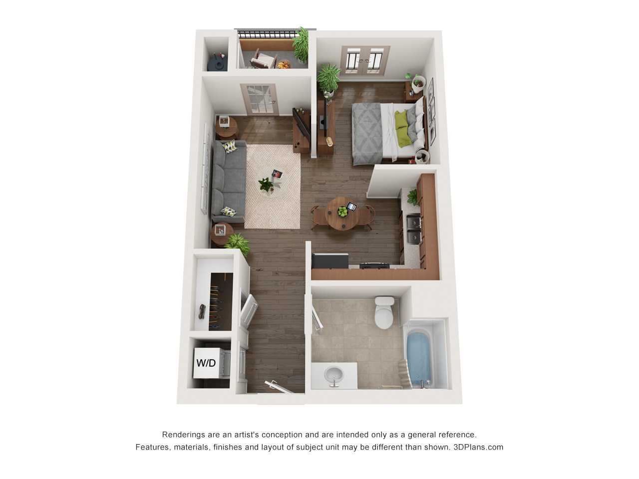 Floor plan for studio, 1 bath, 572 sqft
